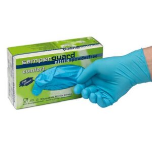 Engångshandske Semperguard Comfort Nitril Strlk M - akta dina händer när du odlar